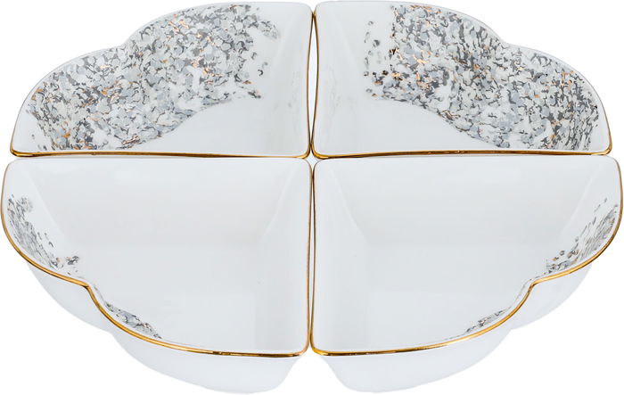 Al Saif Gallery porcelain yogurt set, 4.5 inches, with round plate, 5 pieces - white product image 2