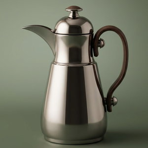 Al Saif Gallery Thermos Dallah Tamim 10, 0.7 Liter, Stainless Steel Interior, Wooden Handle, Push-Button Lid - Glossy Black product image