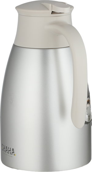 Shaha Thermos, Stainless Steel Inner Container, 1 Liter, Push-Button - Matte Silver Cream product image 2