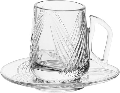 طقم تقديم بيالات وفناجين زجاج السيف غاليري، صحون، 18 قطعة - شفاف product image 3