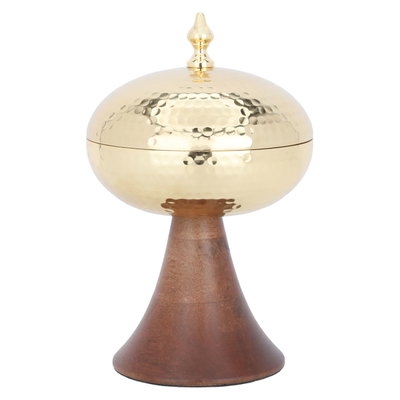 Steel date with Saif Gallery wood base, large - gold product image 1