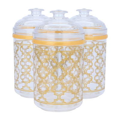 طقم علب بهارات بلاستيك السيف غاليري، دائري، 3 قطع - ذهبي product image 2