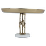 Al Saif Gallery steel cake serving stand, circular, with a gold-green base product image 2