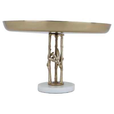 Al Saif Gallery steel cake serving stand, circular, with a gold-green base product image 2