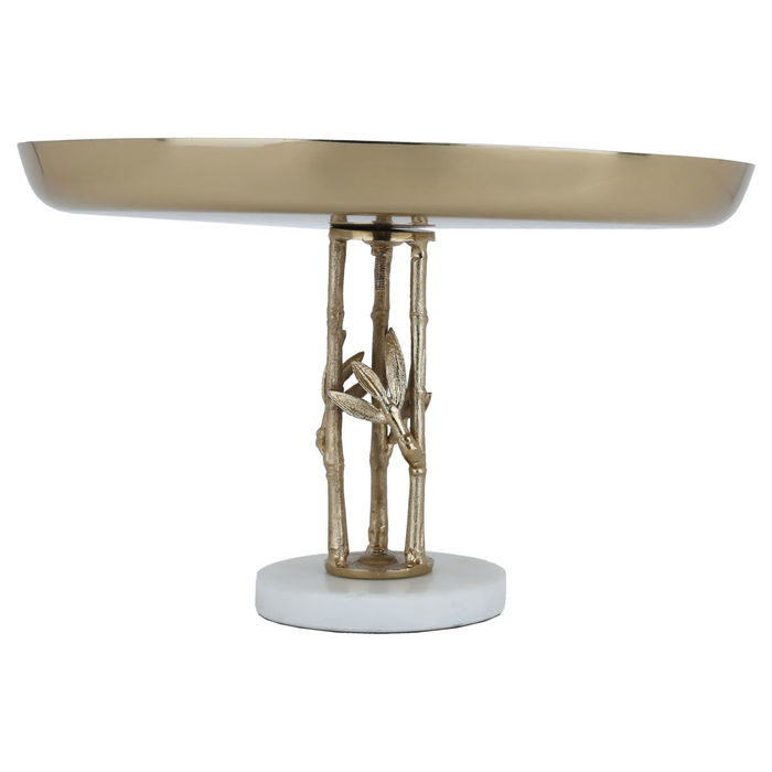 Al Saif Gallery steel cake serving stand, circular, with a gold-green base product image 2