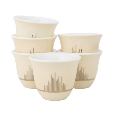 طقم فناجين قهوة عربي بورسلان السيف غاليري، 12 قطعة - بيج ذهبي product image 2