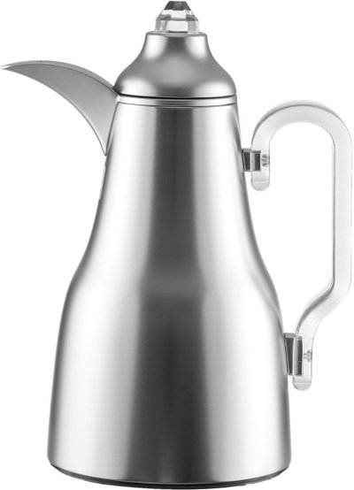 Al Saif Gallery Abq Thermos Set, 1/0.7 Liter, Glass Inner Material, 3 Pieces, Tofriya, Transparent Handle - Transparent Silver product image 3