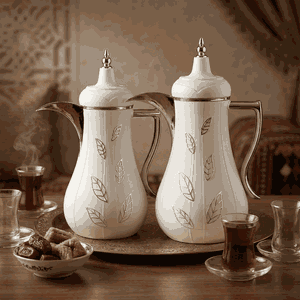 Al Saif Gallery Salami Steel Thermos Set, 2 Pieces, 1 Liter - Silver White product image 2