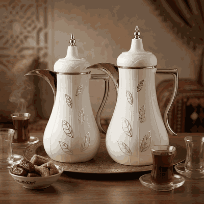 Al Saif Gallery Salami Steel Thermos Set, 2 Pieces, 1 Liter - Silver White product image 2