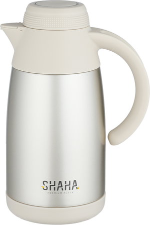 Shaha Thermos, Stainless Steel Inner Container, 0.8 Liter, Self-Service, Push-Button - Matte Silver Cream product image