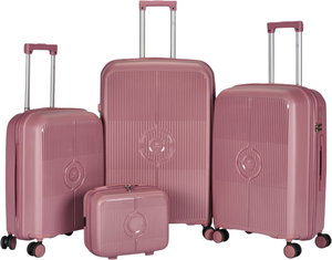 طقم شنط سفر بولي بروبيلين ليمرا، 4 مقاسات، 4 عجلات، بزاوية 360 درجة، LMA-PP527 - روزجولد product image