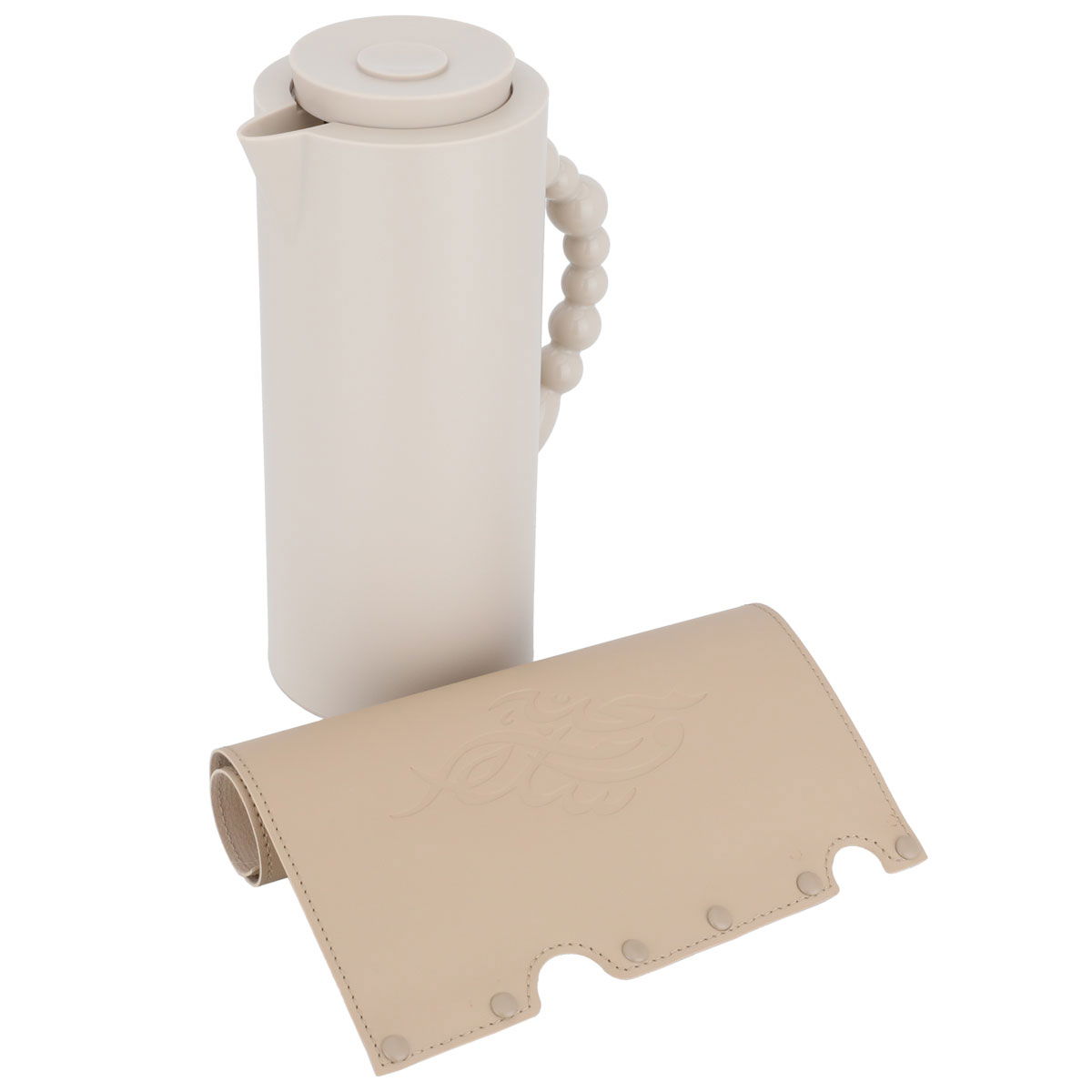 Al Saif Gallery Royal 7 glass thermos, 1 liter, with leather cover, glass inner shell, plastic outer shell - light brown product image 3