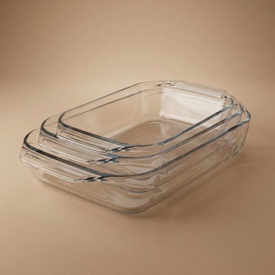 طقم صواني فرن زجاج بايريكس، 3 قطع - شفاف product image 1