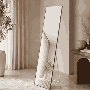 مراية ستاند زجاج، 170×50 سم، ستاند معدن - بني product image