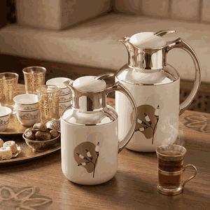 طقم ترامس فلوريا برو السيف غاليري، 1/0.5 لتر، قطعتين، حافظة داخلية زجاج حراري، هيكل خارجي استيل - ابيض بيج product image 2