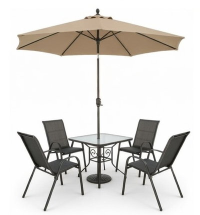 طاولة مظلية حديد ،100×100×75 سم، 4 كراسي - أسود product image 3