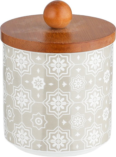 طقم علب بهارات مع استاند خشب بورسلان ون مور, 7 قطع، نقش بيج - ابيض خشبي product image 5