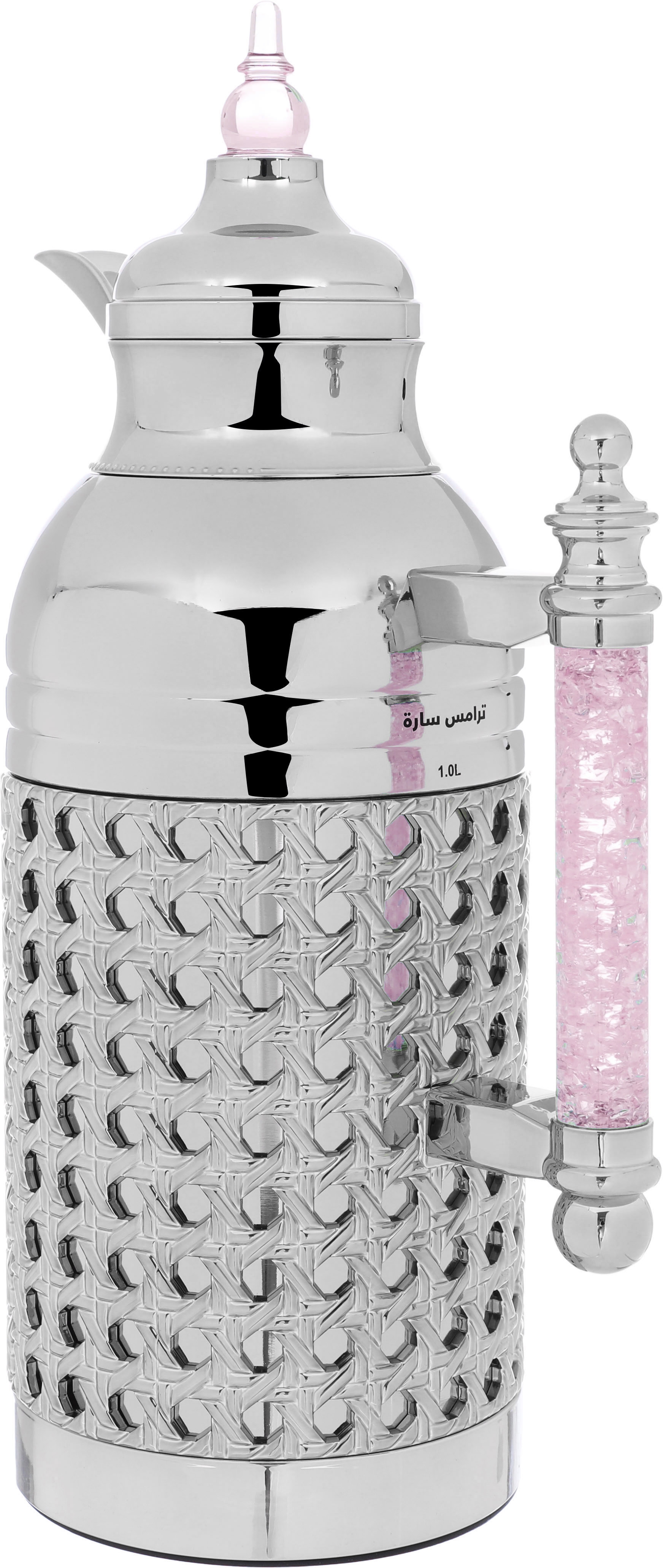 Al Saif Gallery Sarah thermos set, 1 liter, crystal handle, thermal glass inner case, steel outer case - silver product image 4