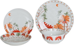 طقم سفرة بورسلان السيف غاليري، 24 قطعة، نقش تراثي  - ابيض ملون product image