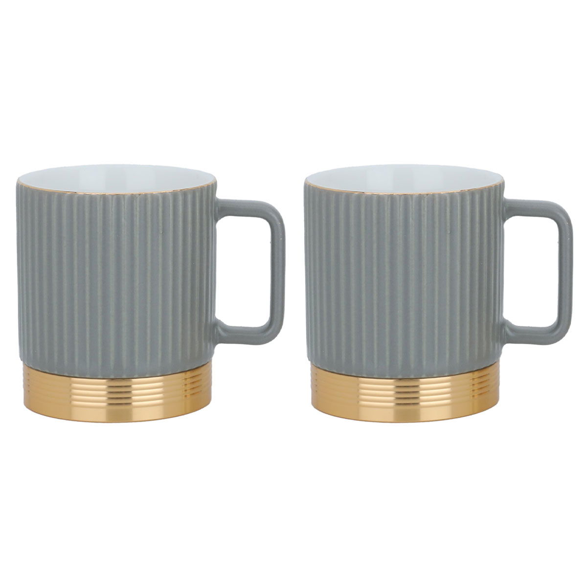 Al Saif Gallery porcelain tea cup set, 200 ml, gold base, 2 pieces - grey product image