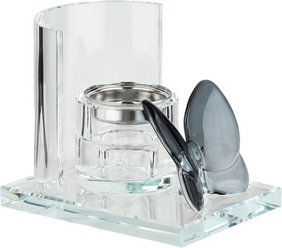 مبخرة زجاج السيف غاليري، قاعدة مزينة فراشة اسود، 12x9x10 سم - شفاف product image 3