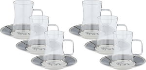 Al Saif Gallery Glass Tea Set, 12 Pieces, Porcelain Saucers - Multicolor product image
