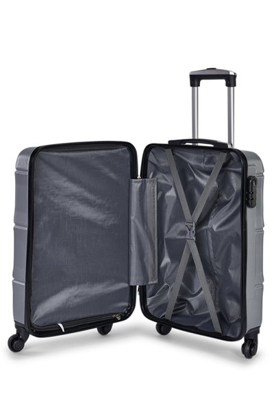 طقم شنط سفر ABS ليمرا، 3 مقاسات، 4 عجلات، قفل ارقام، WM-208 - رمادي product image 5