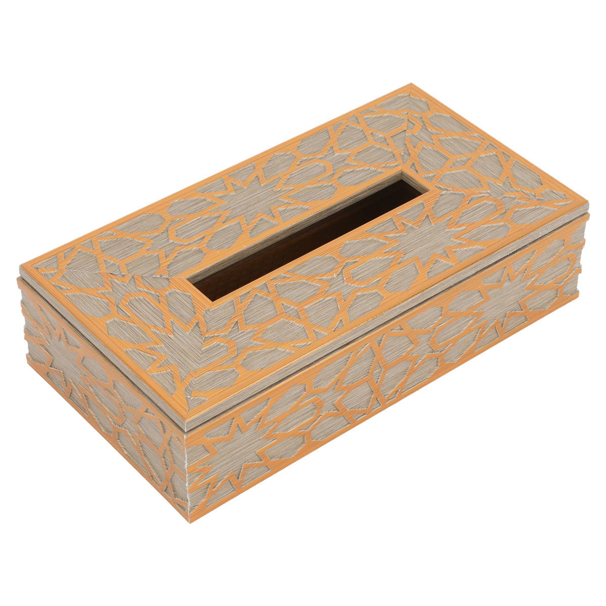 Al Saif Gallery wooden tissue box, 23.5 x 13 x 6 cm, patterned - brown product image