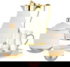طقم تقديم شاي وقهوة بورسلان وزجاج امبير، 52 قطعة - بيج بذهبي product image 1