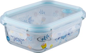 حافظة طعام زجاج السيف غاليري، 15×11×7 سم، 400 مل، غطاء شفاف - شفاف ازرق product image