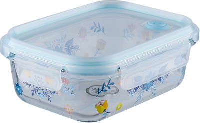 حافظة طعام زجاج السيف غاليري، 15×11×7 سم، 400 مل، غطاء شفاف - شفاف ازرق product image 1