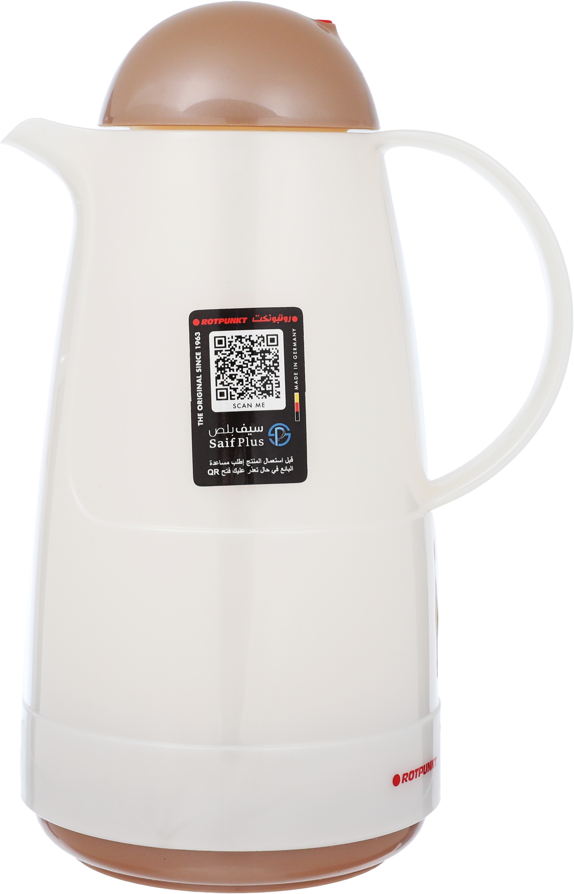 Rotpont thermos, 1 liter, plastic outer, glass inner container, plastic outer shell - white brown product image 1