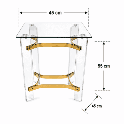 طقم طاولات زجاج و ستيل و اكرليك، 5 قطع - شفاف ذهبي product image 3