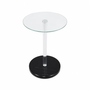 طاولة خدمة مفرد زجاج، 55×35×35 سم، قاعدة معدن دائري، رافعة أكرليك - أسود product image 2