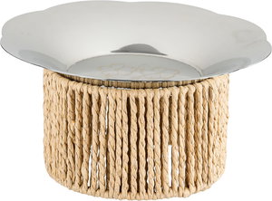 ستاند تقديم ستانلس اسيل السيف غاليري، 20x20x10 سم، صغير، قاعدة خوص - فضي بيج product image