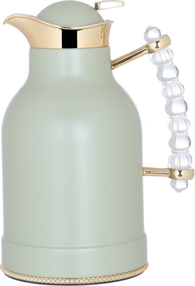 Al Saif Gallery Farida thermos set, 1/0.7 liter, two pieces, thermal glass inner container, steel outer shell - light green product image 5