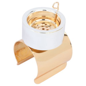 Al Saif Gallery Steel Incense Burner, 7x7x11 cm - Silver/Gold product image
