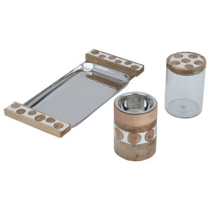 طقم مبخرة استيل السيف غاليري، 29.5×14×11.5 سم، علبة بخور مع طوفرية، 3 قطع - بني product image 2
