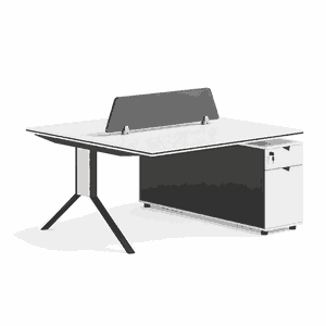 مكتب مزدوج خشب MDF، 75×120×120 سم - ابيض product image 2