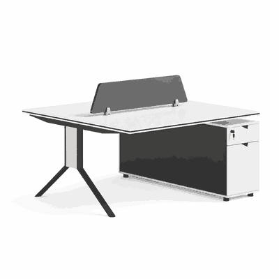 مكتب مزدوج خشب MDF، 75×120×120 سم - ابيض product image 2