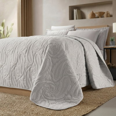 طقم لحاف بيزلي مايكروفايبر، 260x235 سم، نفرين، 6 قطع - رمادي فاتح product image 5