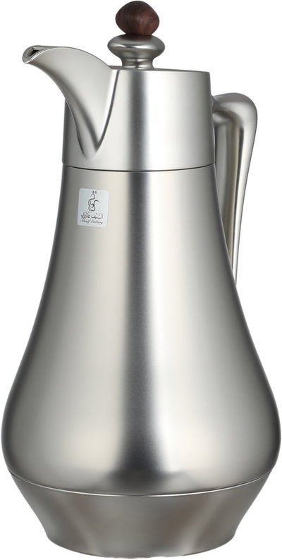 Al Saif Gallery Al Dana 2 Thermos Set, , 1/1 Liter, 2 Pieces, Glass Inner Container, Stainless Steel Outer Body, Push Button - Matte Wood Finish Silver product image 5
