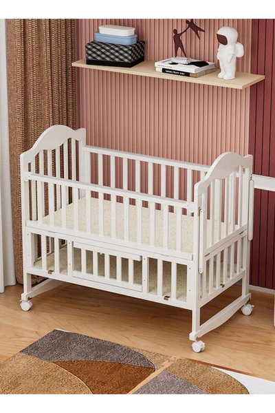 سرير اطفال خشب الصنوبر فان مومنت، 130×70 سم، مع مساحة تخزين - ابيض product image 4