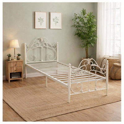 سرير هيكل حديد، 190×70×63 سم - أبيض product image 4