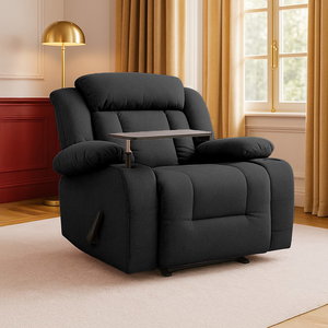 كرسي استرخاء خشب سويدي باك كومفورت، 100×77×104 سم، قماش كتان - أسود product image