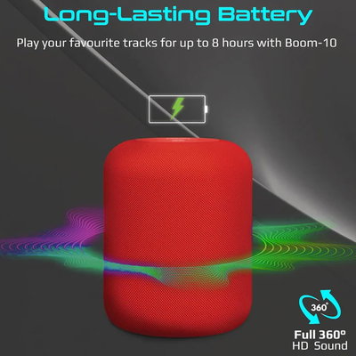 مكبر صوت لاسلكي محمول سليكون(بروميت)، 10 واط، مقبس صوت 3.5 ملم، فتحة بطاقة Micro SD، ثمان ساعات - أحمر product image 2