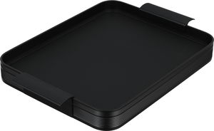 Al Saif Gallery Stainless Steel Serving Tray, 30x24x3.6 cm, Rectangular, Leather, Two Handles - Black product image 2