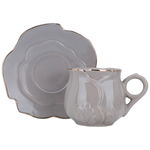 Al Saif Gallery porcelain coffee cup and saucer set, 12 pieces - grey product image 1