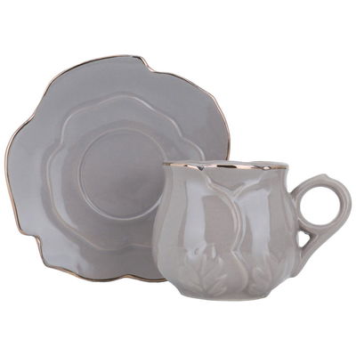 Al Saif Gallery porcelain coffee cup and saucer set, 12 pieces - grey product image 1