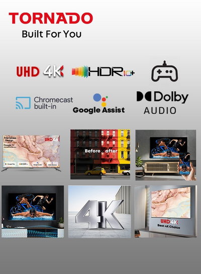 Tornado 65UA3400G 65-inch Frameless Smart TV, 4K UHD, Google Play - Black product image 3
